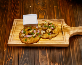 Деруни з беконом та грибами