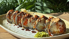 Темпура рол з креветкою та мигдалем